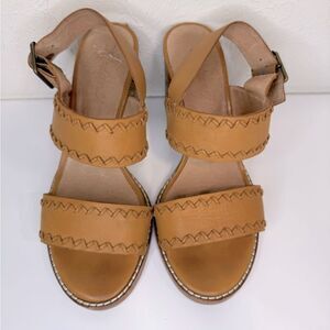 Madewell The Angie Tan Leather Block Heel Sandals Women’s Size 7 GUC